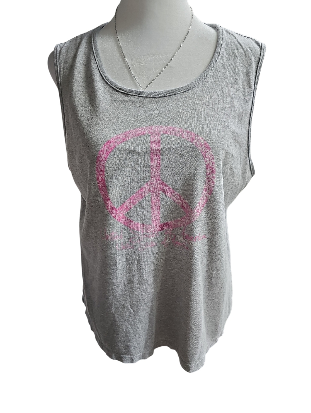 Vintage USA Peace Symbol Sleeveless Tank Large